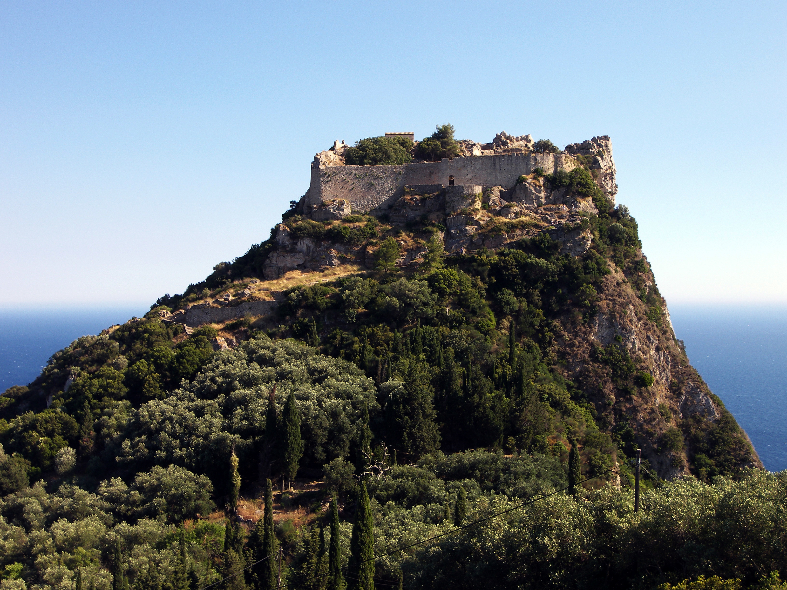 Angelokastro is a 13th-century hilltop fortress with breath-taking views near Paleokastritsa on the Greek island of Corfu in the Ionian Islands.