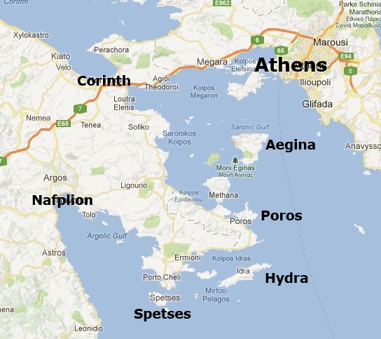 Spetses in the Saronic Gulf Islands of Greece